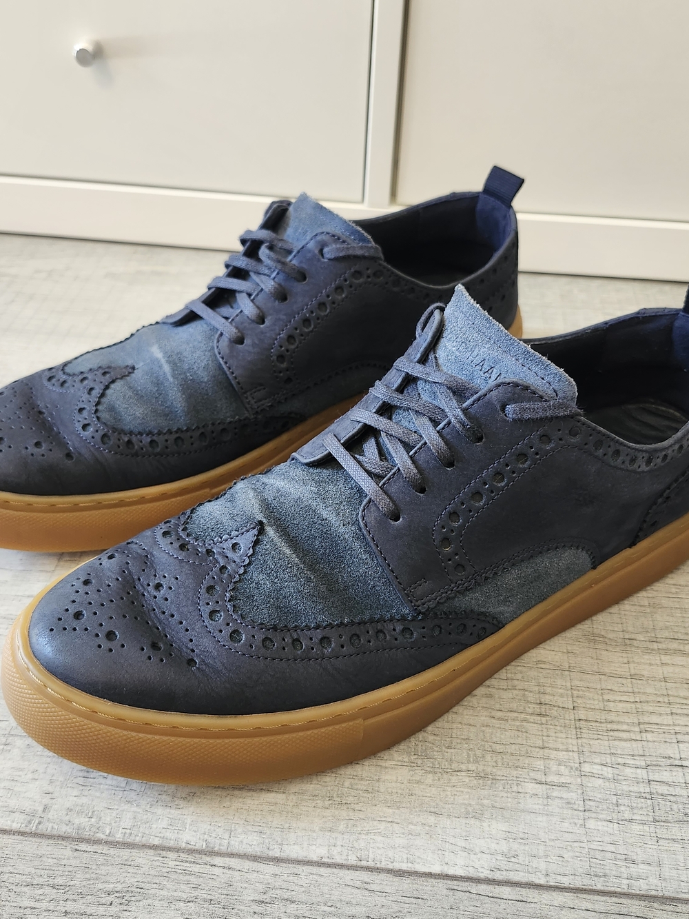 Cole Haan® Men's 12 M Grand Series Winslow Wingtip Sneaker Blue Nubuck Leather